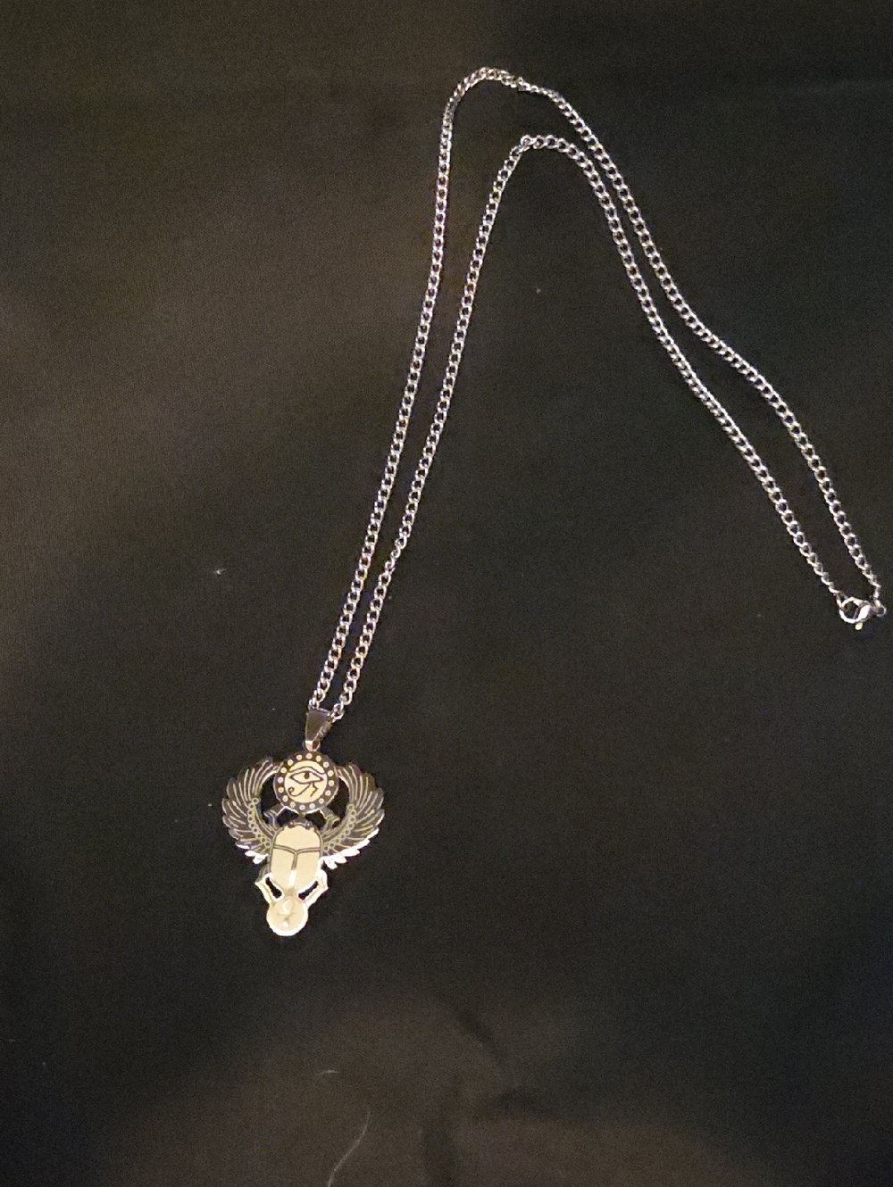 Silver Winged Pendant Necklace - Egyptian